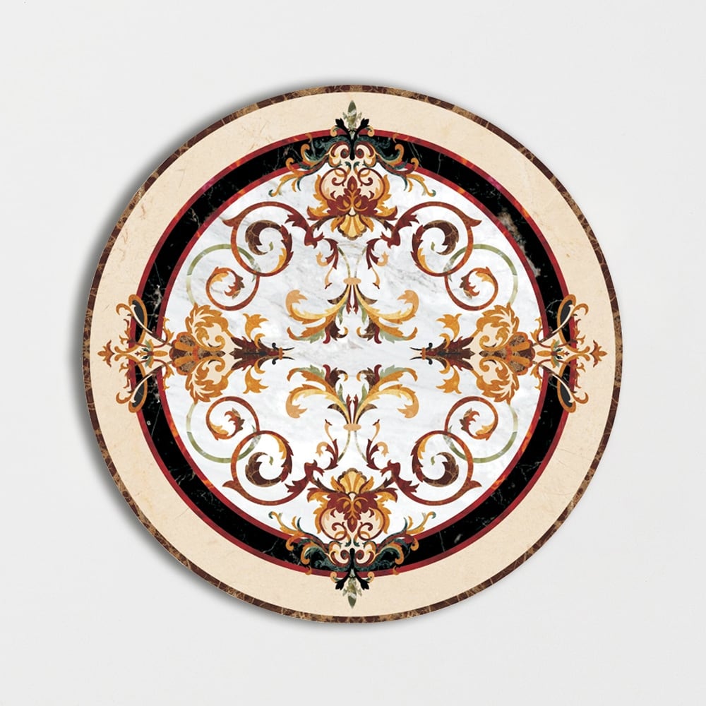 Round Aluminum Backed Multi Finish Rafael Marble Medallions 72 Marble Multi Finish 48x48 Medallions