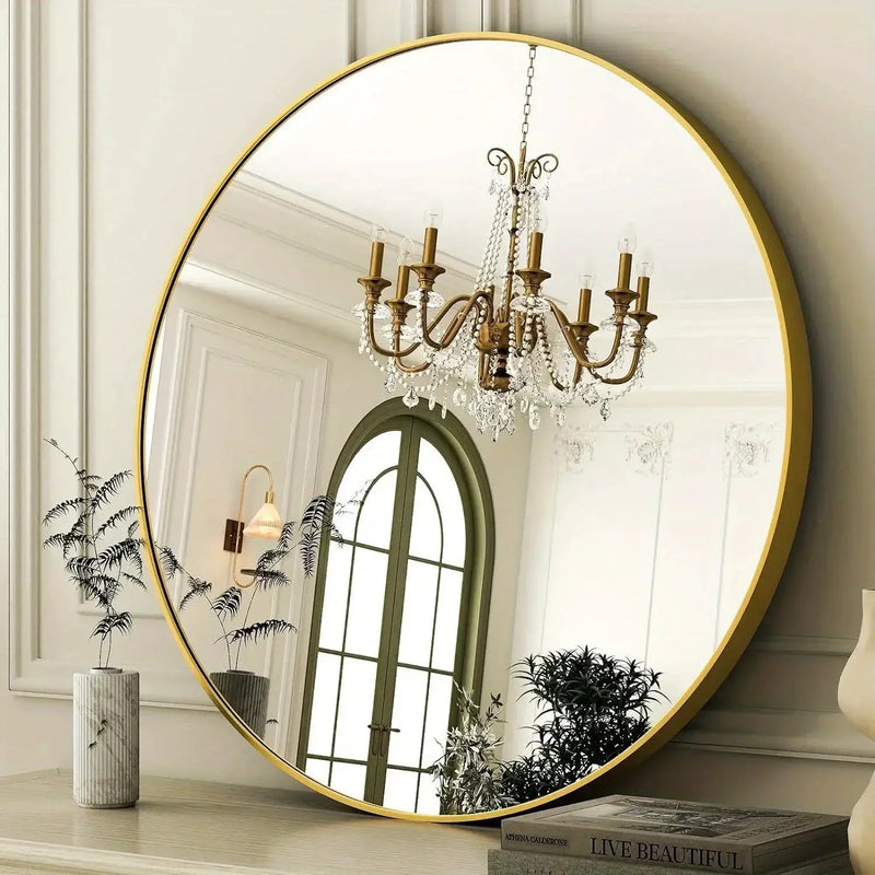 Round Mirror - Modern Black Metal by House Of Avana