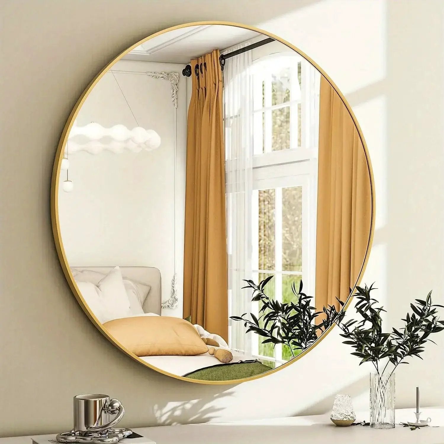 Round Mirror - Modern Black Metal by House Of Avana