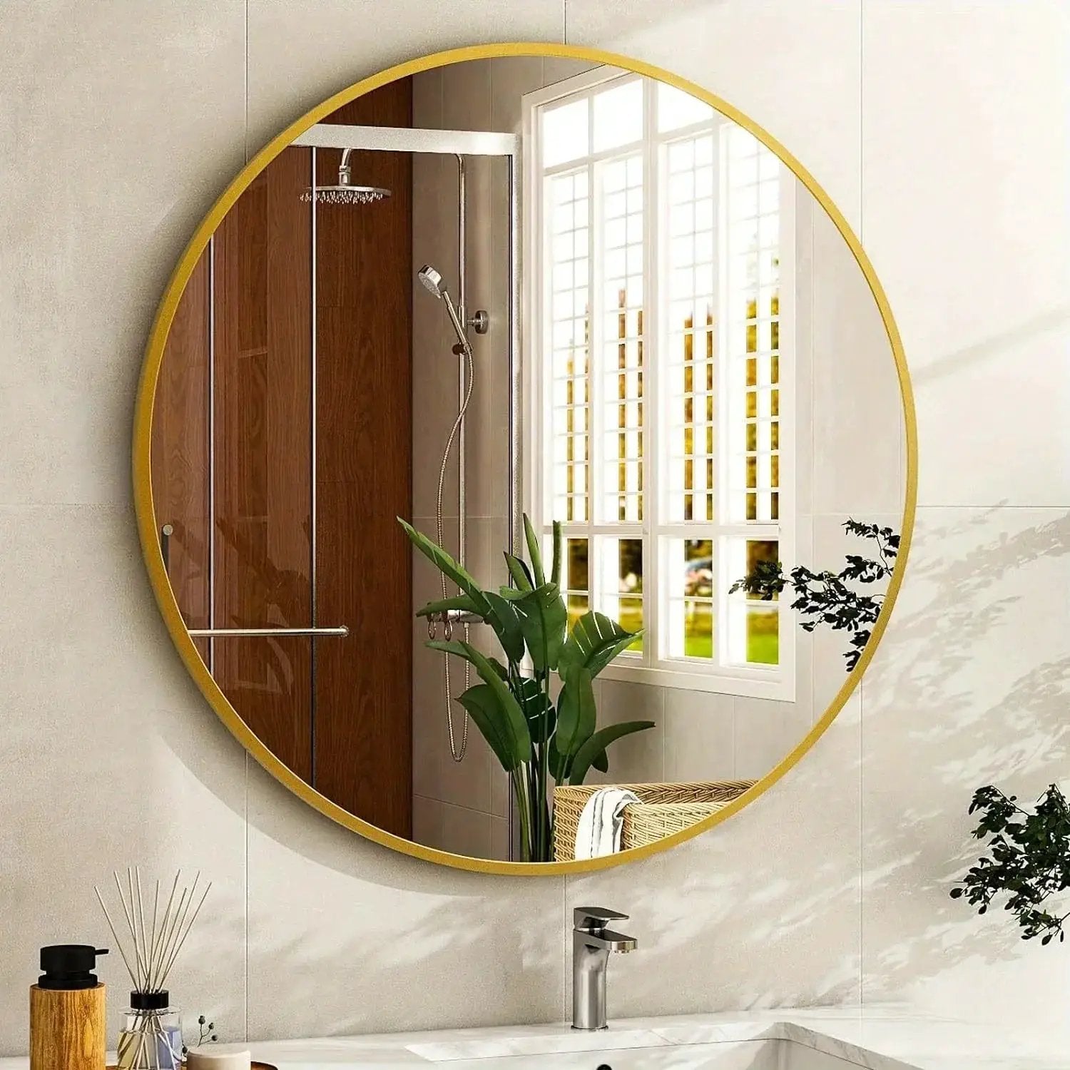 Round Mirror - Modern Black Metal by House Of Avana