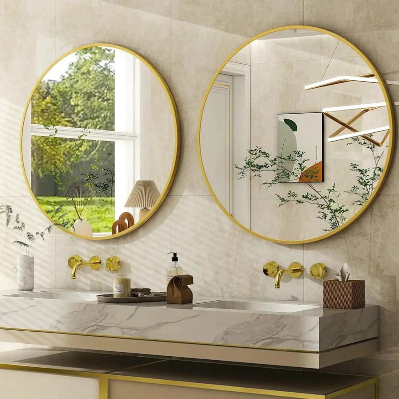 Round Mirror - Modern Black Metal by House Of Avana