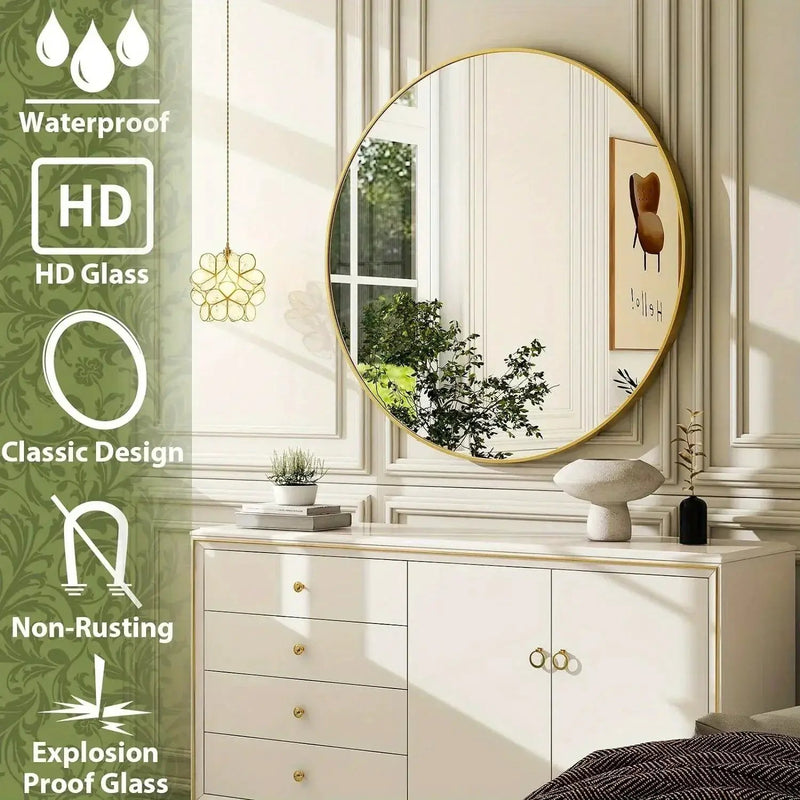 Round Mirror - Modern Black Metal by House Of Avana