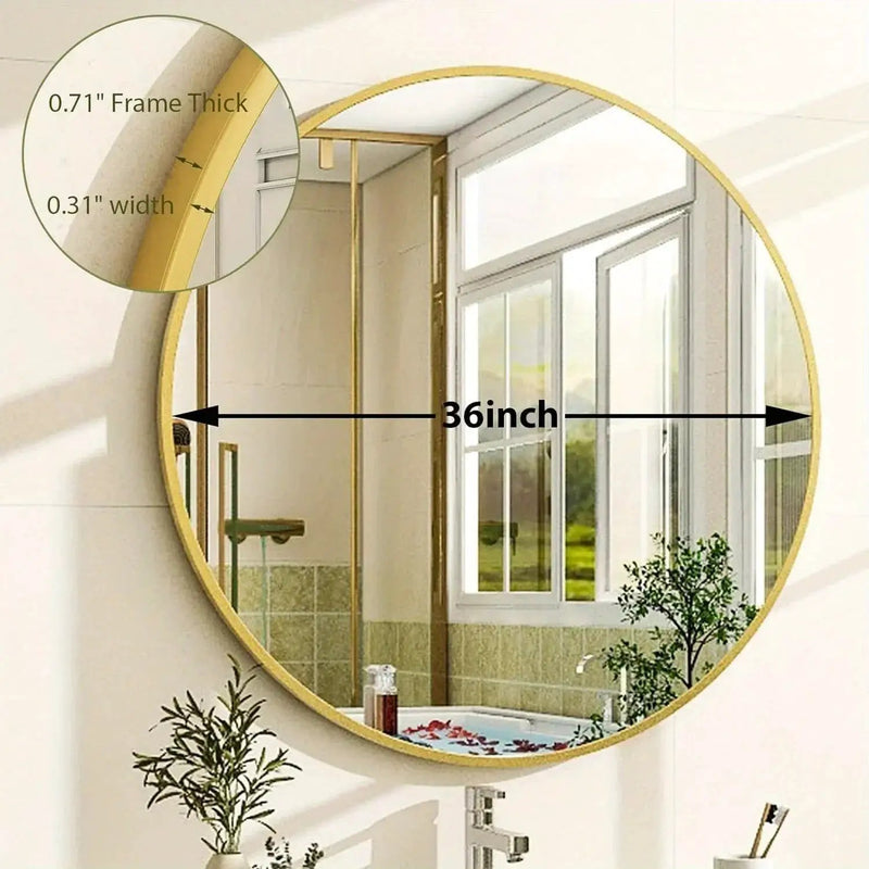 Round Mirror - Modern Black Metal by House Of Avana