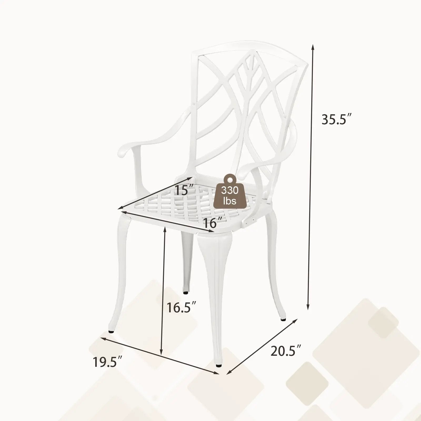 Set of 4 Cast Aluminum Patio Dining Chairs with Armrests and Decorative Patterns by DirectDeals