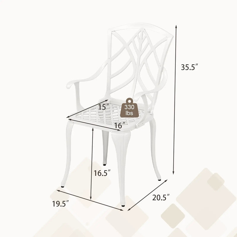 Set of 4 Cast Aluminum Patio Dining Chairs with Armrests and Decorative Patterns by DirectDeals