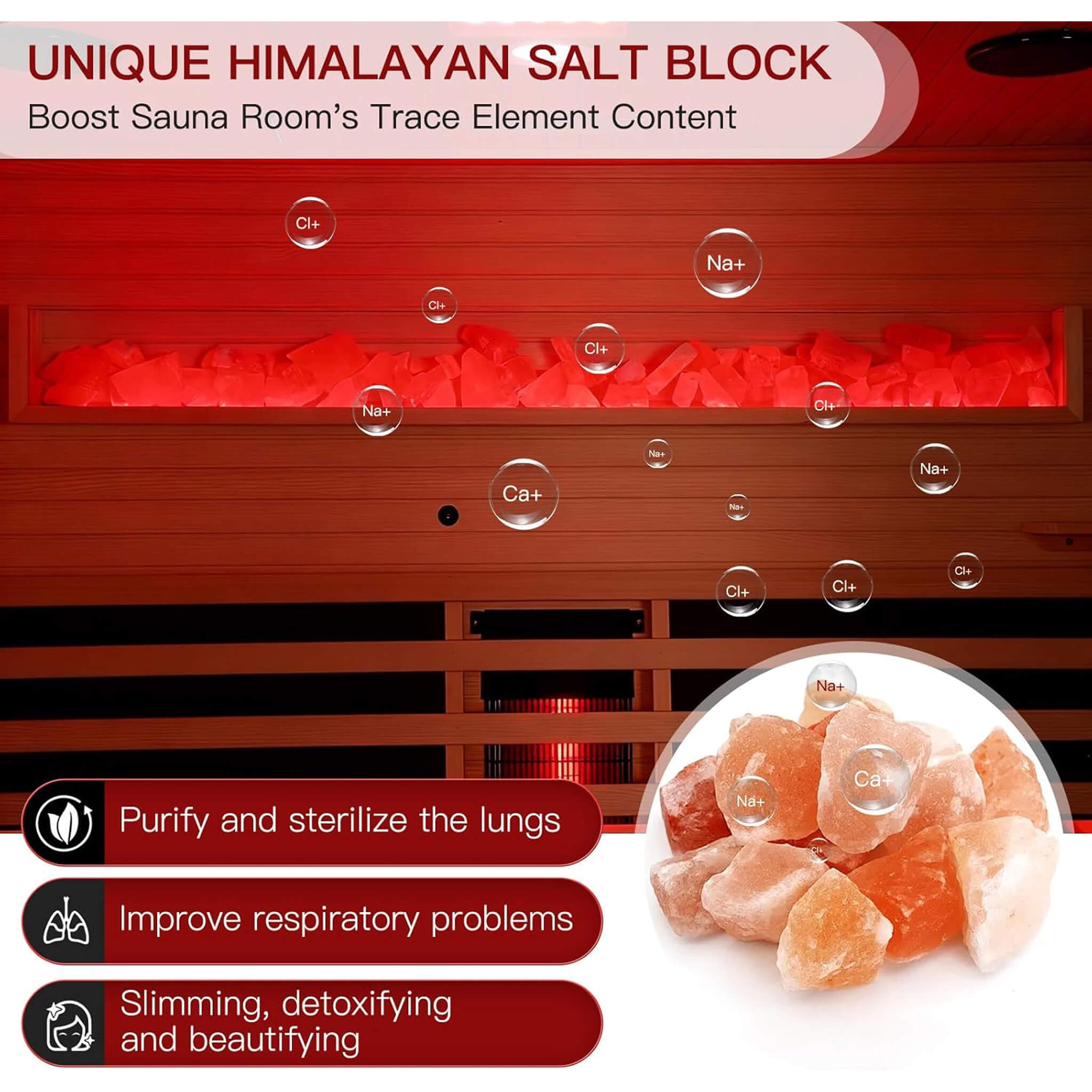Rövia Ember 4-Person Full-Spectrum Infrared Sauna With Himalayan Salt Panels [Made-To-Order] (SAK80537) by SAKSBY WHOLESALE