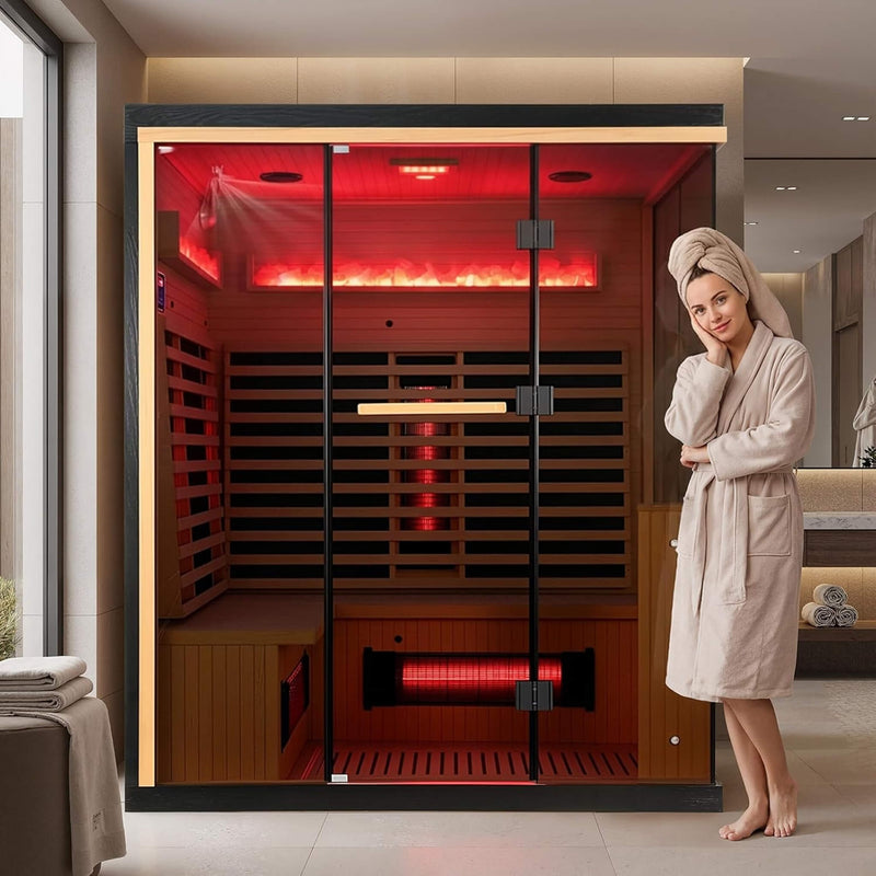 Rövia Ember 4-Person Full-Spectrum Infrared Sauna With Himalayan Salt Panels [Made-To-Order] (SAK80537) by SAKSBY WHOLESALE