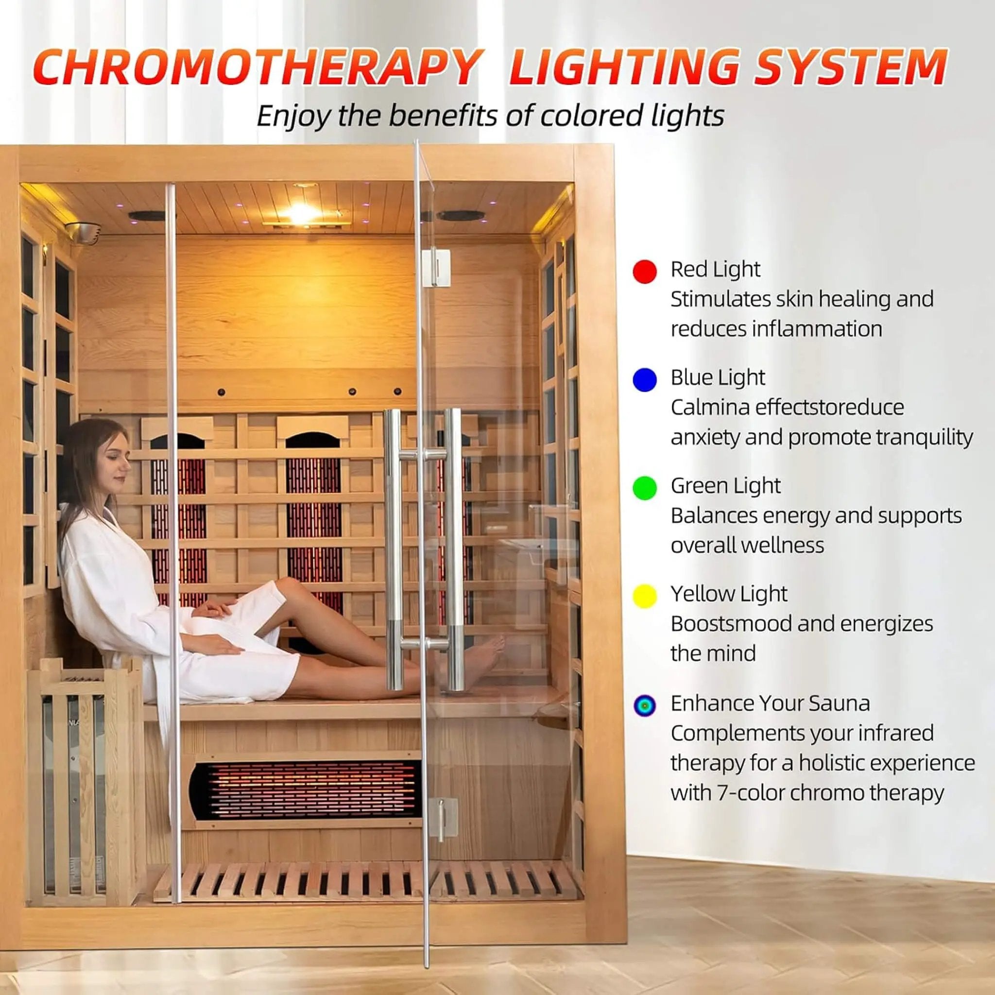 Rövia Aurora 3-Person Indoor Hybrid Sauna Room With Infrared And 4.5KW Steam Heater [Made-To-Order] (SAK41592) by SAKSBY WHOLESALE