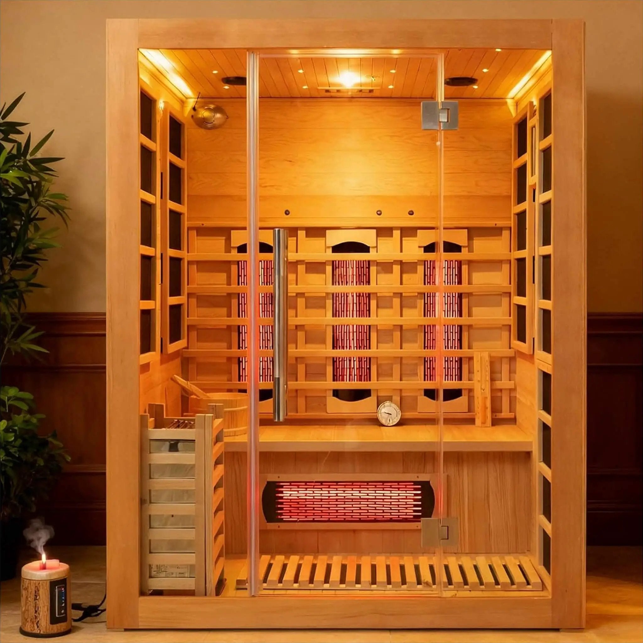 Rövia Aurora 3-Person Indoor Hybrid Sauna Room With Infrared And 4.5KW Steam Heater [Made-To-Order] (SAK41592) by SAKSBY WHOLESALE