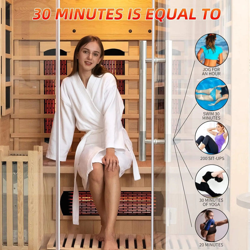 Rövia Aurora 3-Person Indoor Hybrid Sauna Room With Infrared And 4.5KW Steam Heater [Made-To-Order] (SAK41592) by SAKSBY WHOLESALE