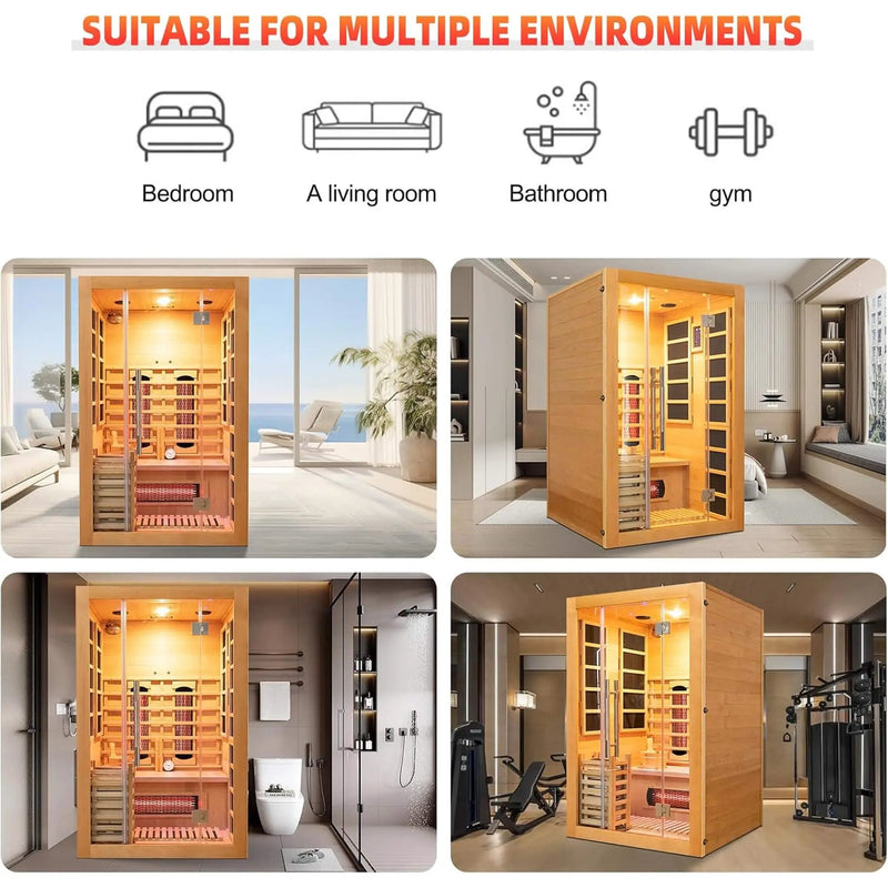 Rövia Aurora 3-Person Indoor Hybrid Sauna Room With Infrared And 4.5KW Steam Heater [Made-To-Order] (SAK41592) by SAKSBY WHOLESALE