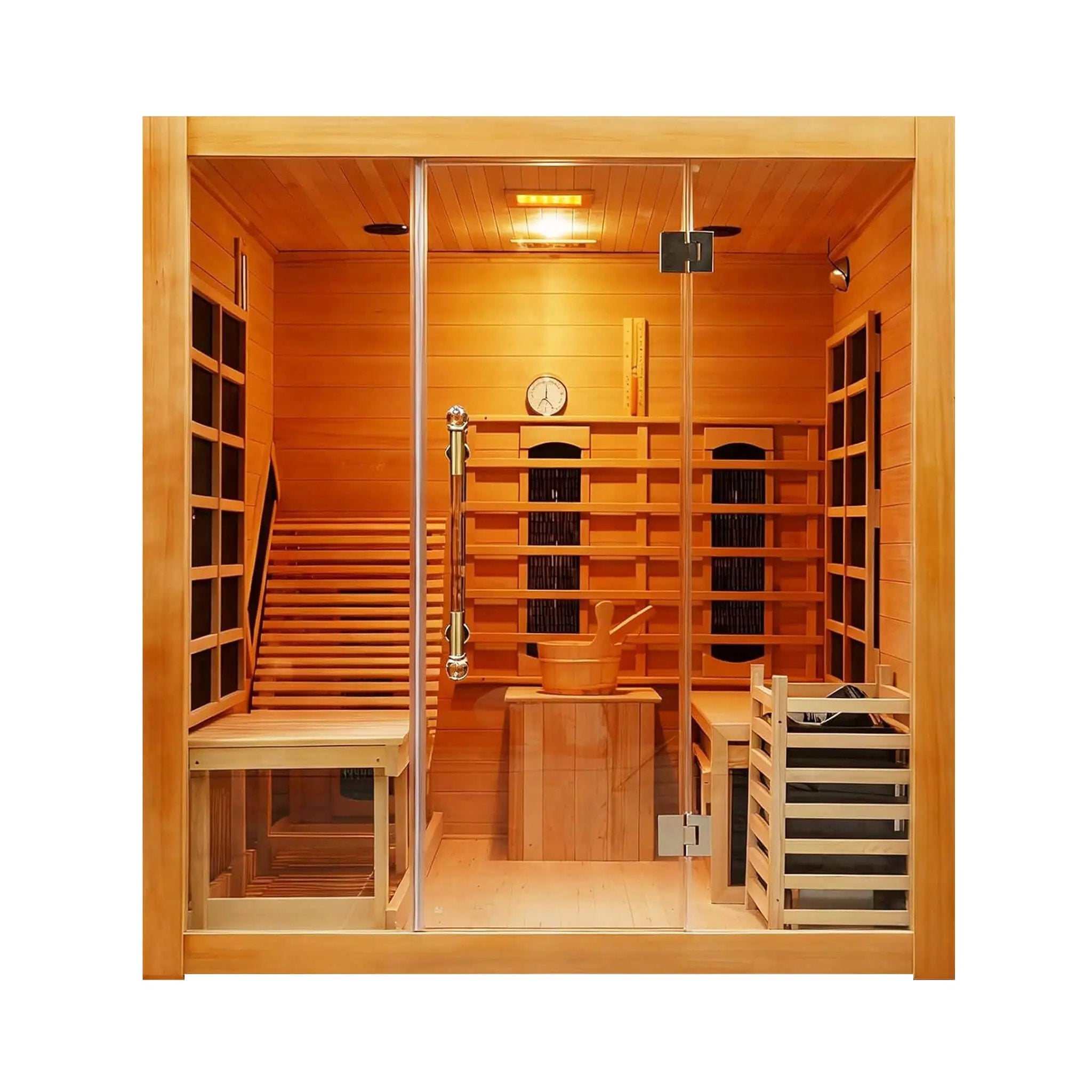 Rövia Oasis 3-Person Indoor Hybrid Sauna Room With Built-In Lounge Chair [Made-To-Order] (SAK35182) by SAKSBY WHOLESALE