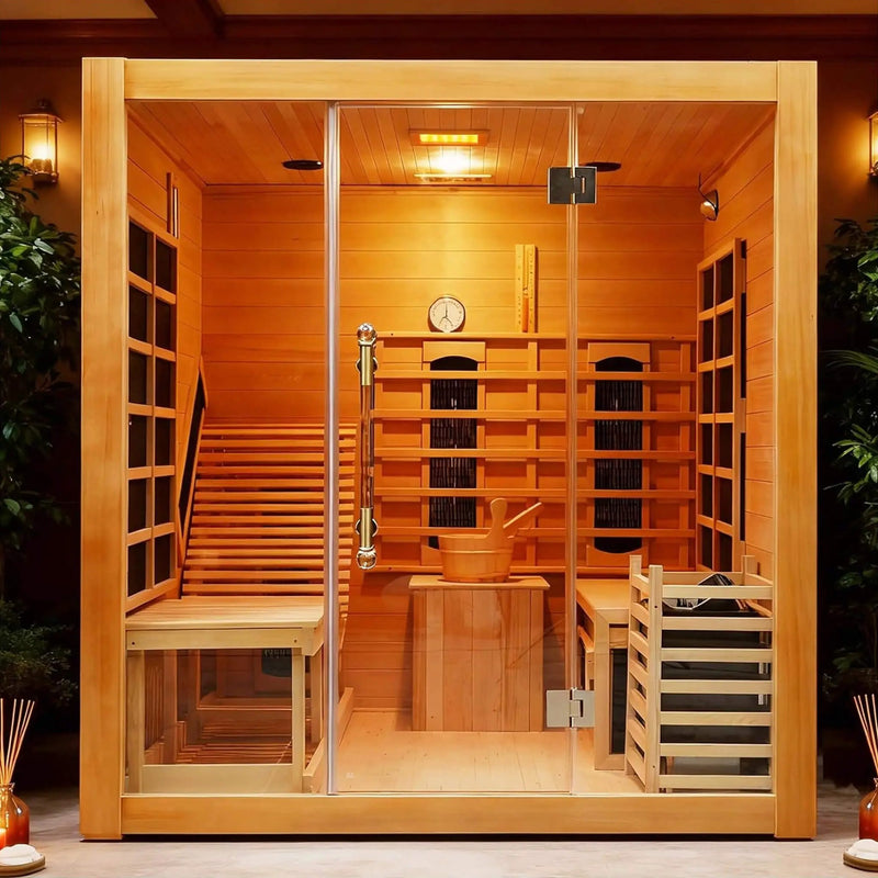 Rövia Oasis 3-Person Indoor Hybrid Sauna Room With Built-In Lounge Chair [Made-To-Order] (SAK35182) by SAKSBY WHOLESALE