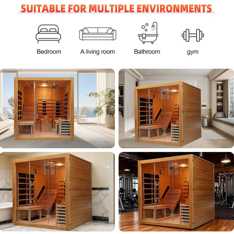 Rövia Oasis 3-Person Indoor Hybrid Sauna Room With Built-In Lounge Chair [Made-To-Order] (SAK35182) by SAKSBY WHOLESALE