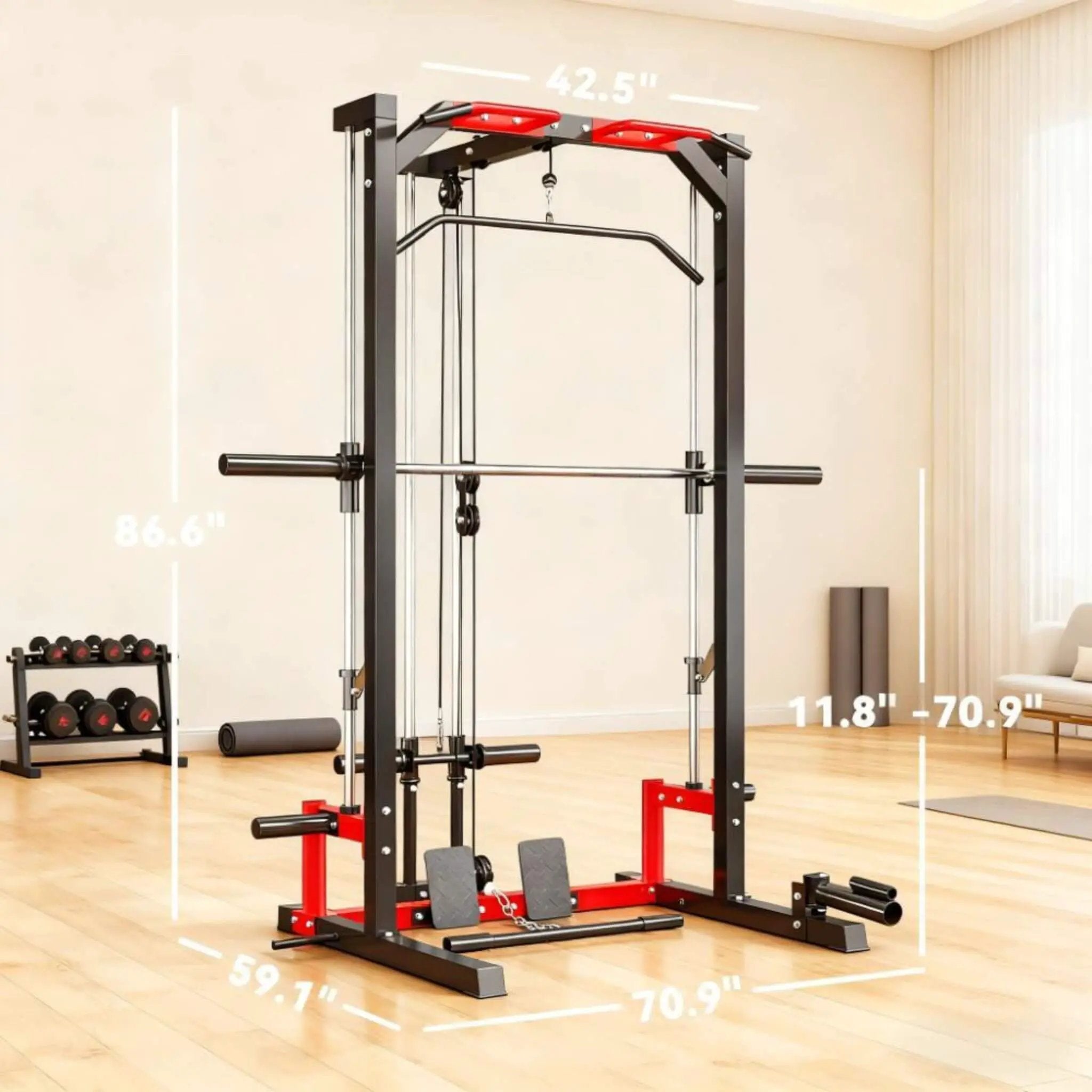 Rovix All-In-One Home Gym Squat Rack With Pull Up And Lat System (SAK95431) by SAKSBY WHOLESALE