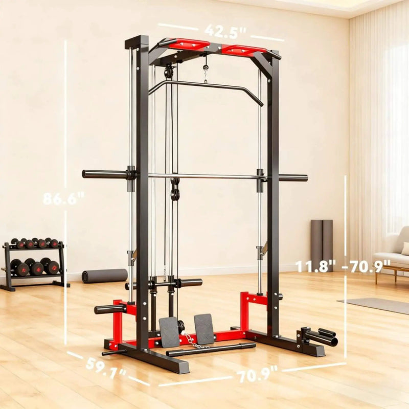 Rovix All-In-One Home Gym Squat Rack With Pull Up And Lat System (SAK95431) by SAKSBY WHOLESALE