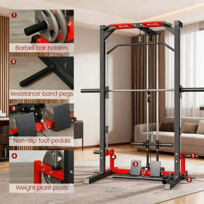 Rovix All-In-One Home Gym Squat Rack With Pull Up And Lat System (SAK95431) by SAKSBY WHOLESALE