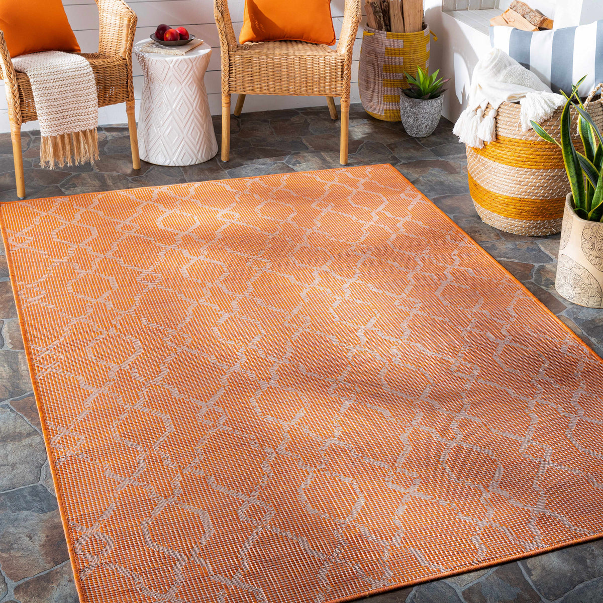 Rowde Flatweave Outdoor Area Carpet - Clearance, installed in a room
