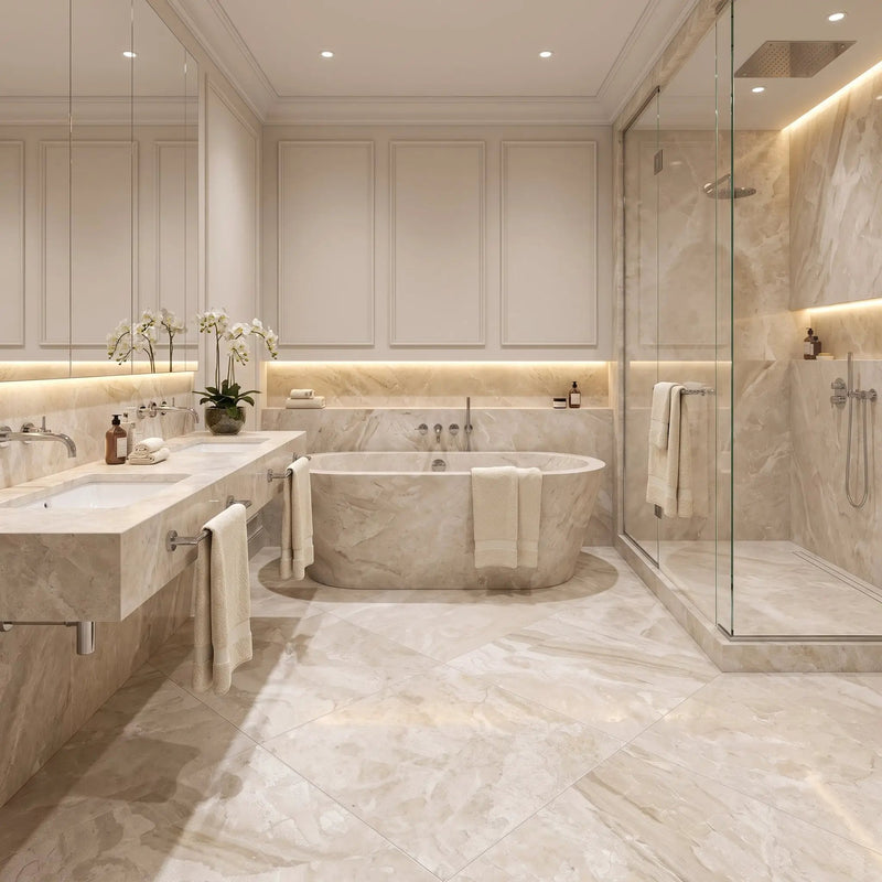 Royal Beige Honed Marble Tiles 24x24 by Stonetiledepot