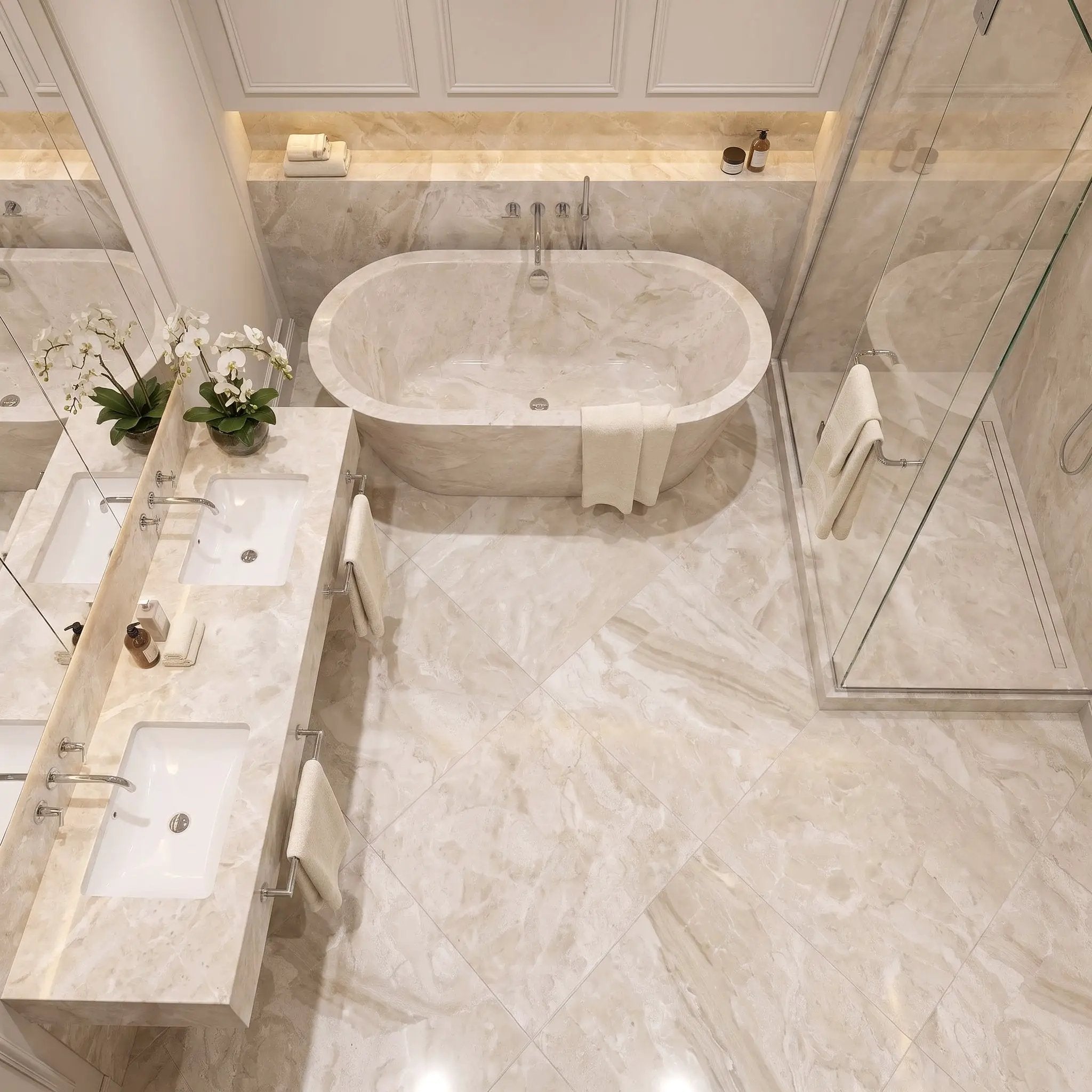 Royal Beige Honed Marble Tiles 24x24 by Stonetiledepot