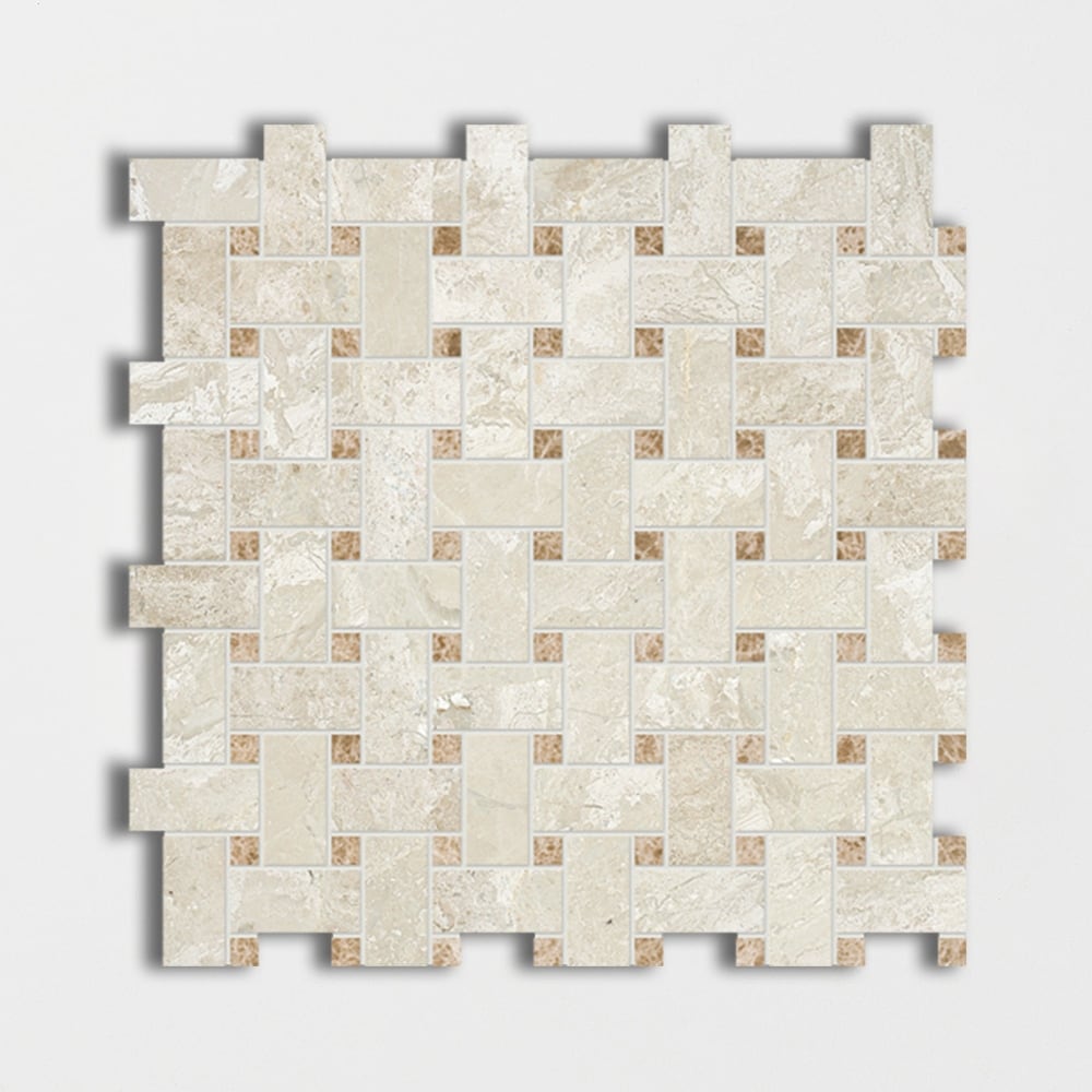 Royal Beige&Amp;Emperador Light Honed Basket Weave Marble Mosaics 12x12 Marble Honed 12x12 Mosaics
