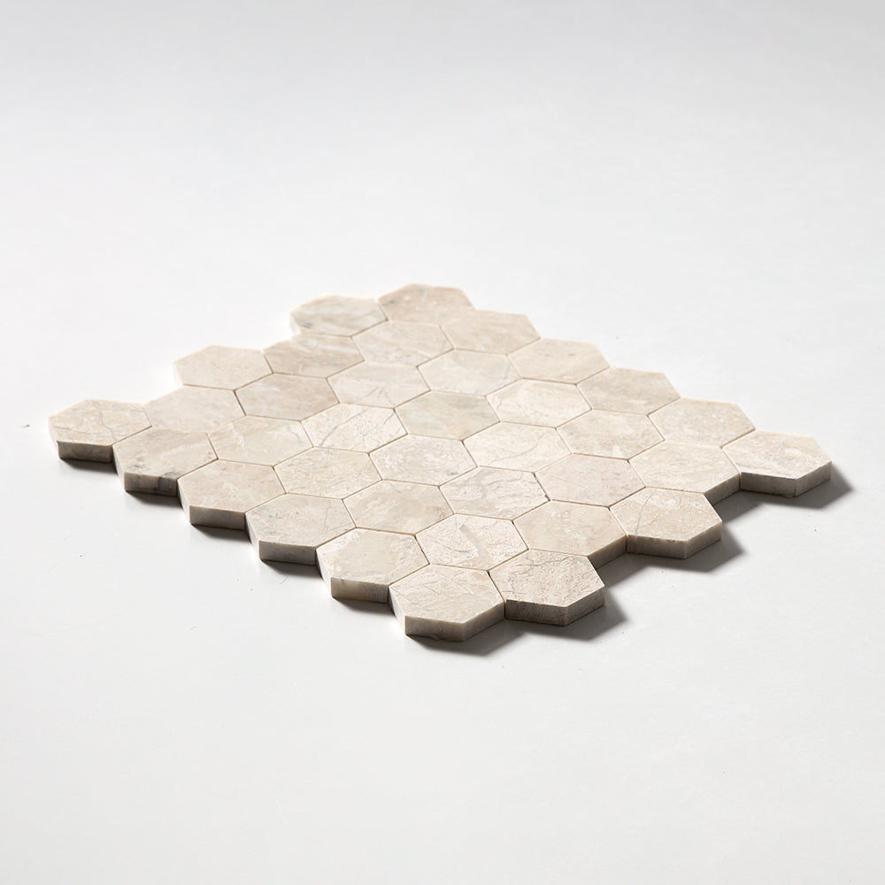 Royal Beige Honed Hexagon Marble Mosaics 10 3/8x12 Marble Honed 12x12 Mosaics — 2