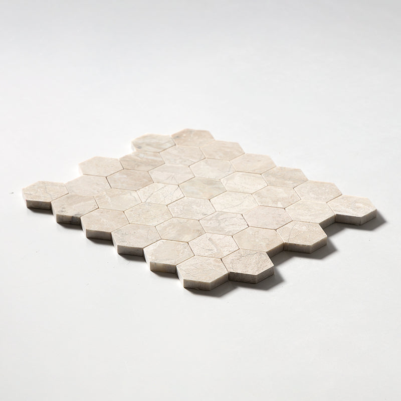 Royal Beige Honed Hexagon Marble Mosaics 10 3/8x12 Marble Honed 12x12 Mosaics — 2
