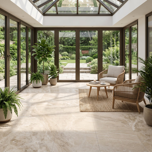 Royal Beige Honed Marble Tiles 18x18, photo 2 of 7