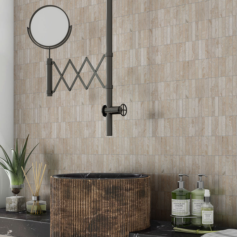 Royal Beige Honed 5/8x3 Marble Mosaics 12x12 Marble Honed 12x12 Mosaics — 2