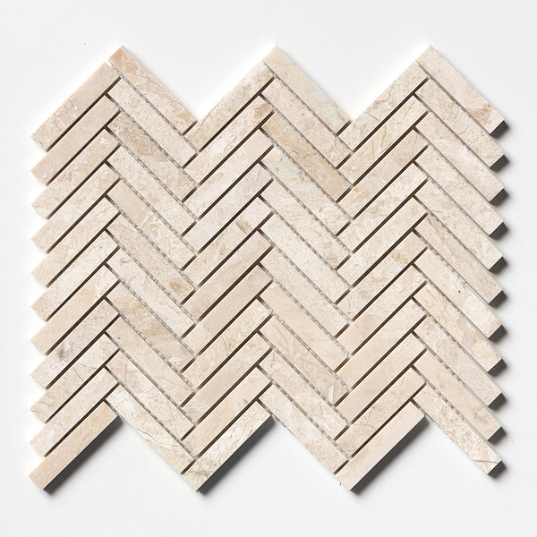 Royal Beige Honed Herringbone 5/8x3 Marble Mosaics 10 7/16x12 13/16