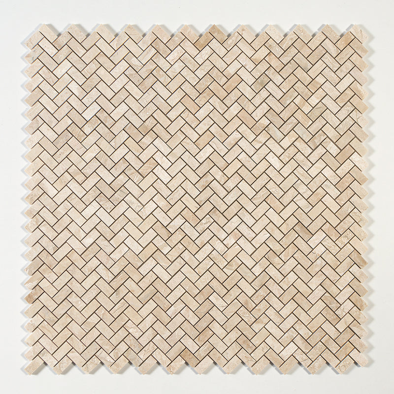Royal Beige Honed Herringbone 1x2 Marble Mosaics 11x11 Marble Honed 12x12 Mosaics — 1