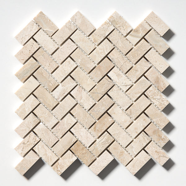 Royal Beige Honed Herringbone 1x2 Marble Mosaics 11x11