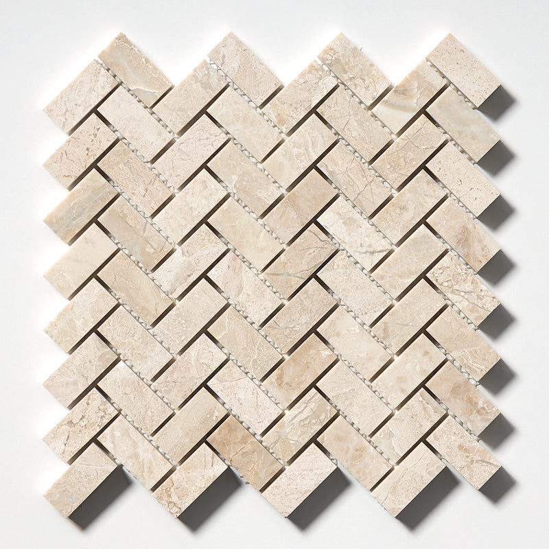 Royal Beige Honed Herringbone 1x2 Marble Mosaics 11x11 Marble Honed 12x12 Mosaics