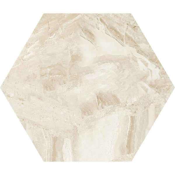 Royal Beige Honed Hexagon Waterjet Marble Waterjet Mosaics 5 25/32x5