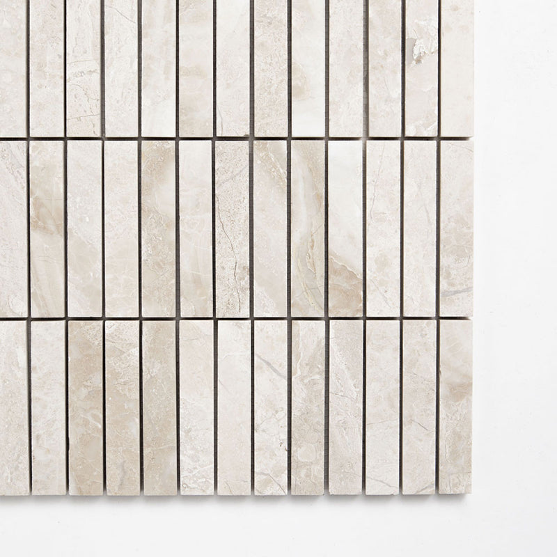 Royal Beige Honed Straight Sticks 5/8x3 Marble Mosaics 11 1/4x12 15/16 Marble 14x14 Mosaics — 1