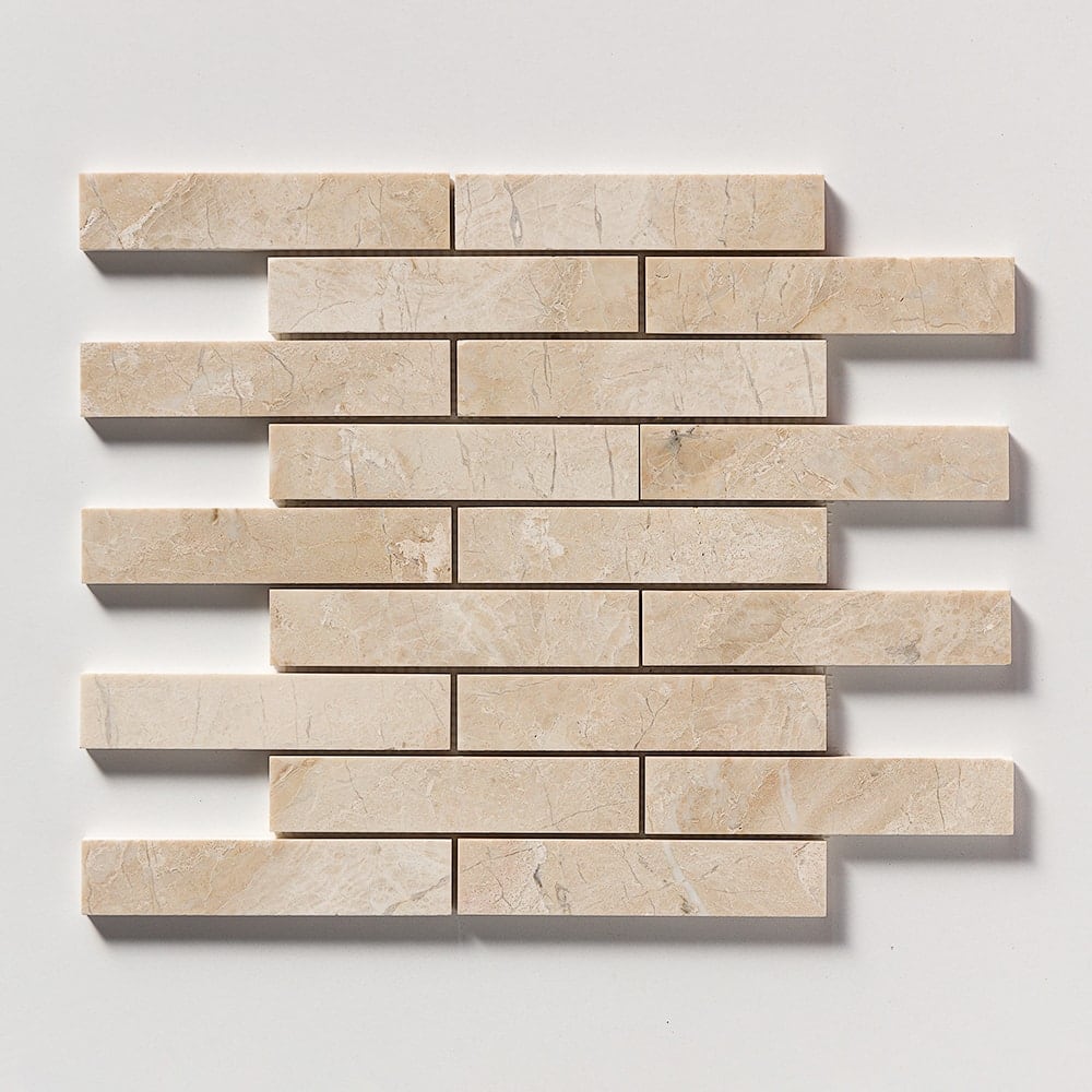 Royal Beige Polished 1 1/4x6 Marble Mosaics 12x12 Marble Polished 12x12 Mosaics