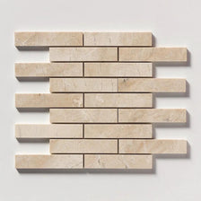 Royal Beige Polished 1 1/4x6 Marble Mosaics 12x12