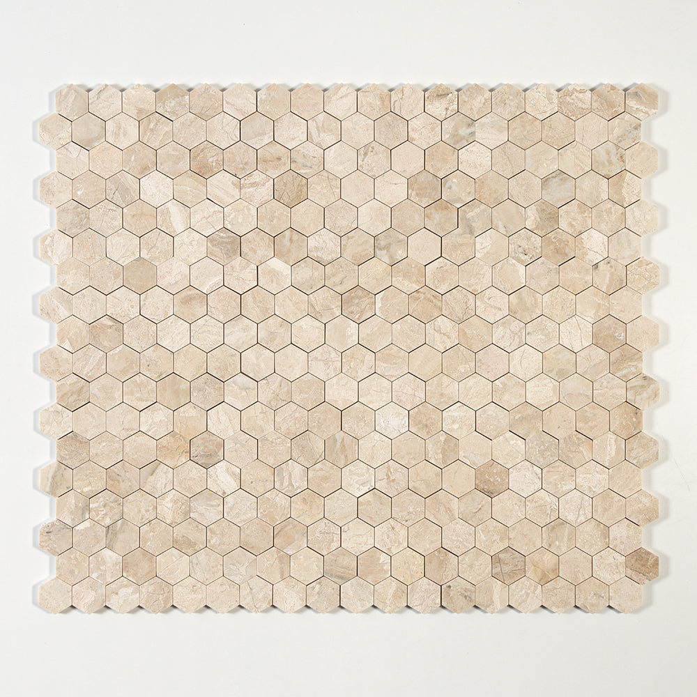 Royal Beige Polished Hexagon Marble Mosaics 10 3/8x12 Marble Polished 12x12 Mosaics — 1