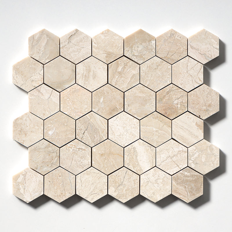 Royal Beige Polished Hexagon Marble Mosaics 10 3/8x12 Marble Polished 12x12 Mosaics