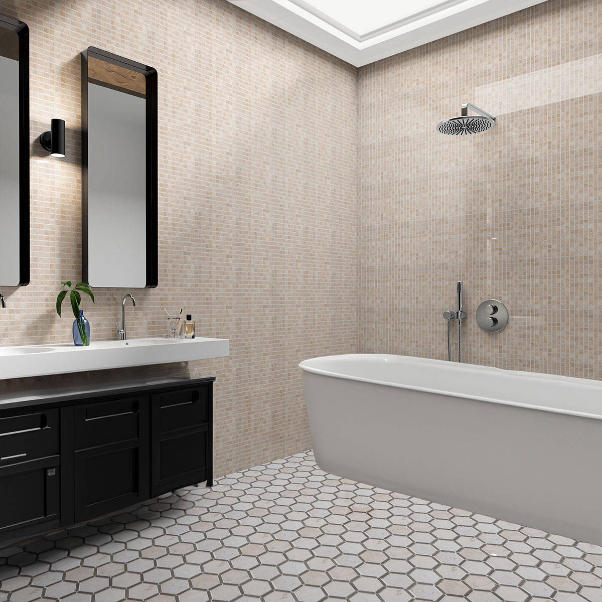 Royal Beige Polished 1x1 Marble Mosaics 12x12 Marble Polished 12x12 Mosaics — 2