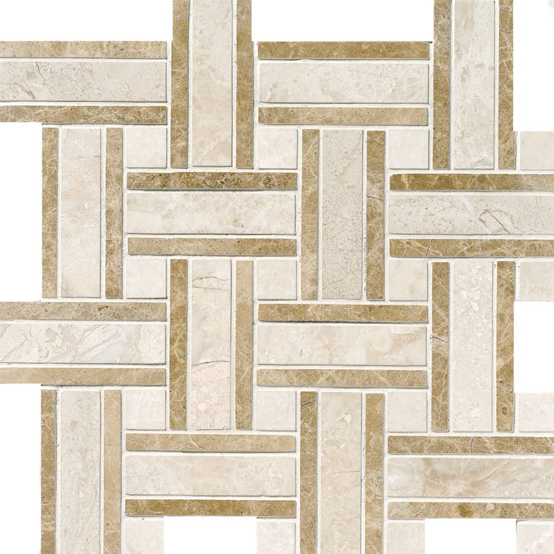 Royal Beige Polished Thin Basket Marble Mosaics 12x12 Marble Polished 12x12 Mosaics