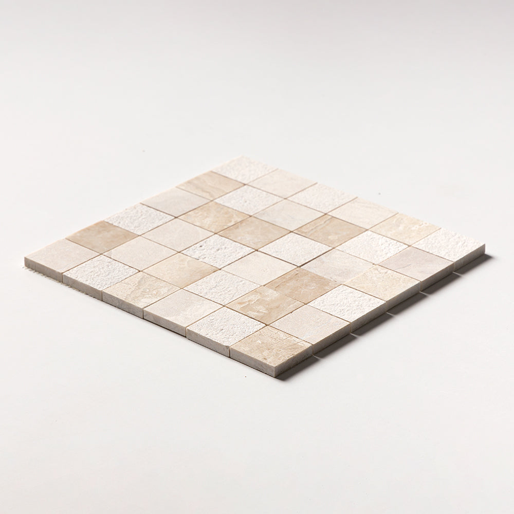 Royal Beige Textured 2x2 Marble Mosaics 12x12 Marble Textured 12x12 Mosaics — 2