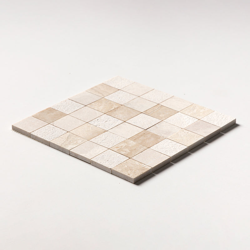 Royal Beige Textured 2x2 Marble Mosaics 12x12 Marble Textured 12x12 Mosaics — 2