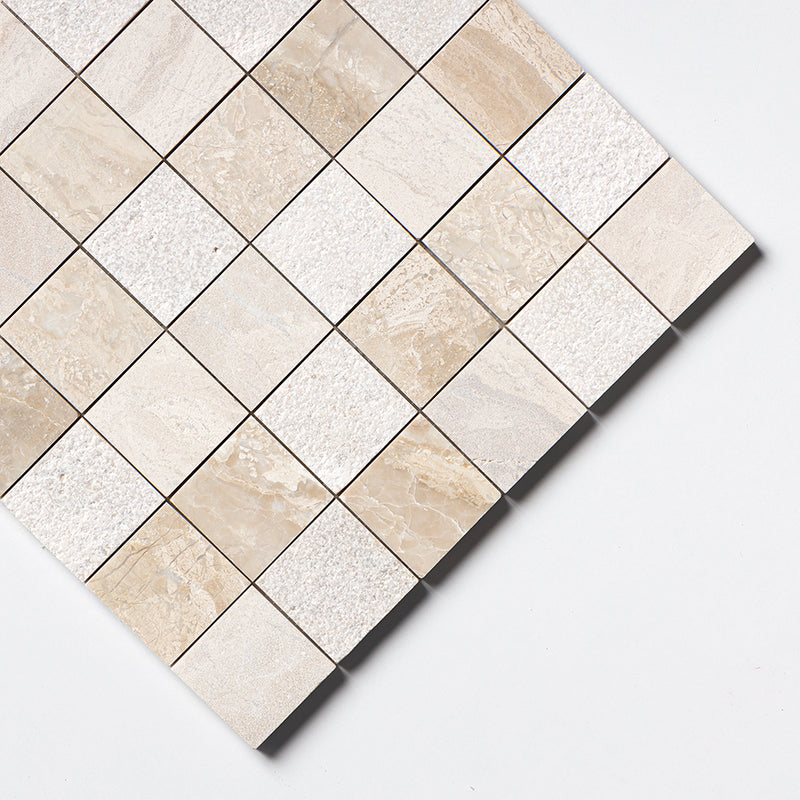 Royal Beige Textured 2x2 Marble Mosaics 12x12 Marble Textured 12x12 Mosaics — 3