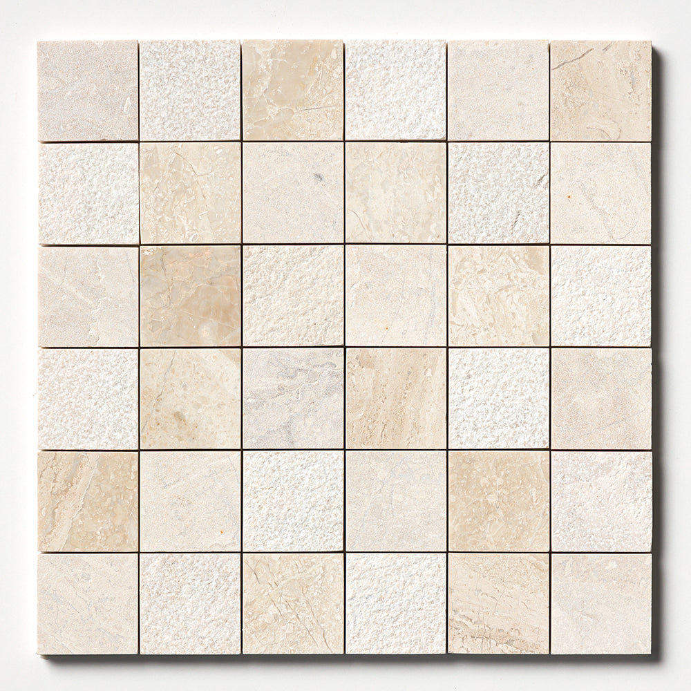Royal Beige Textured 2x2 Marble Mosaics 12x12 Marble Textured 12x12 Mosaics