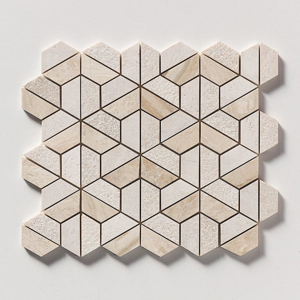 Royal Beige Textured 3d Hexagon Marble Mosaics 10 3/8x12