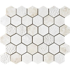 Royal Beige Textured Hexagon 2 Marble Mosaics 10 3/8x12