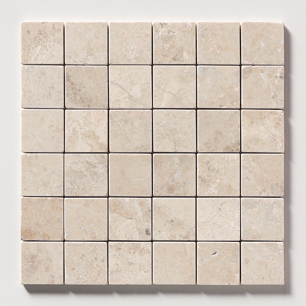 Royal Beige Tumbled 2x2 Marble Mosaics 12x12 Marble Tumbled 12x12 Mosaics