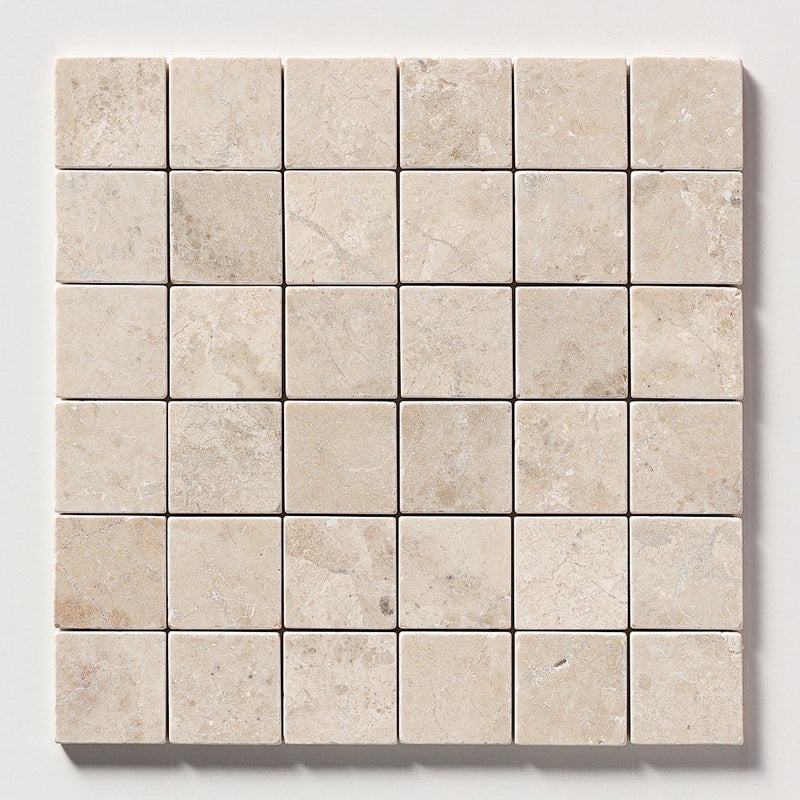 Royal Beige Tumbled 2x2 Marble Mosaics 12x12 Marble Tumbled 12x12 Mosaics