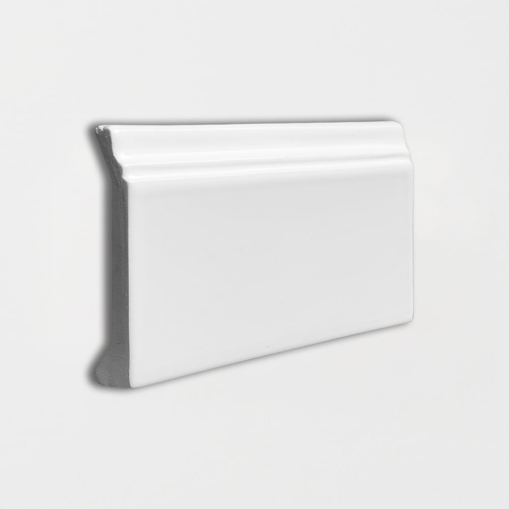 Royal White Glossy Base Trim 4 3/16x6 Ceramic Glossy 4x8 Moldings